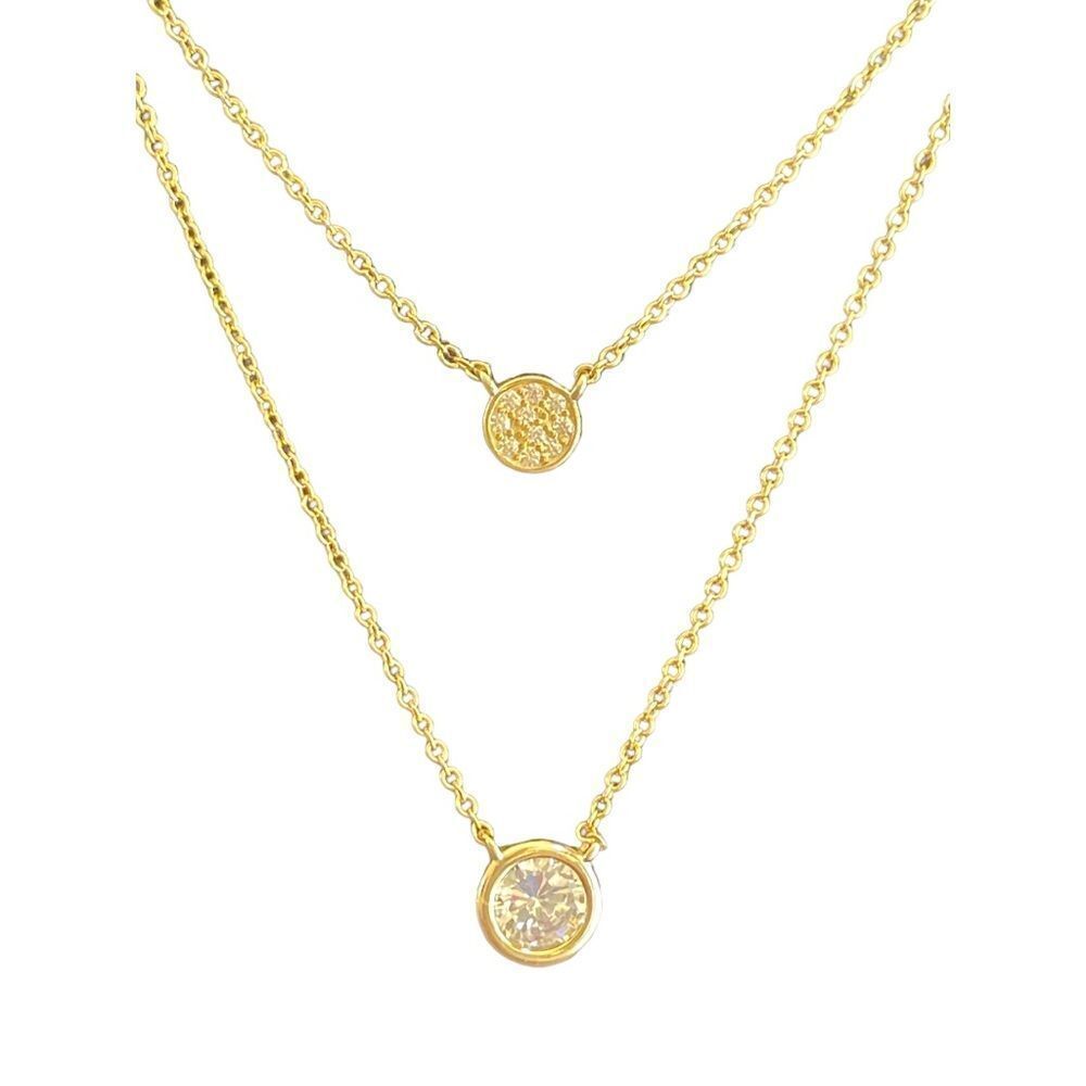 NWOT Two layered gold tone crystal necklace